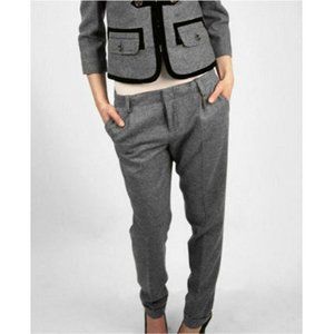 JUICY COUTURE Castle Grey TROUPE Cuffed WOOL Pants MELANGE Crop TROUSERS ( 2 )